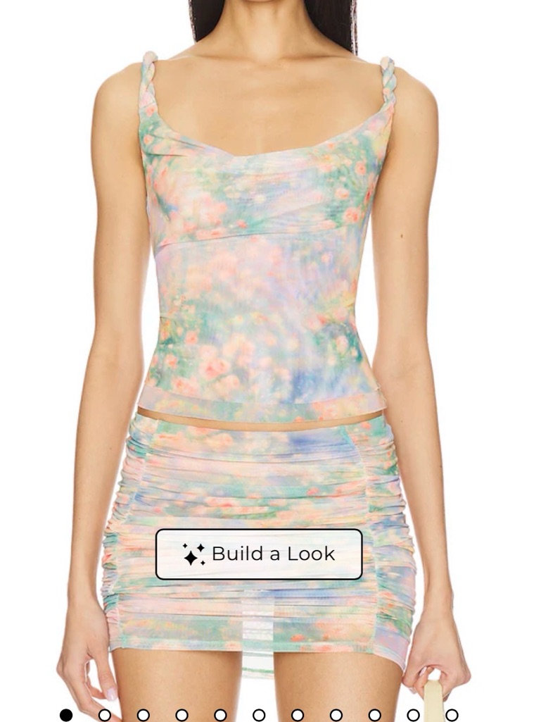 Afrm Floral Ruched Mini Skirt Size Large Pastel Mesh Lined Revolve